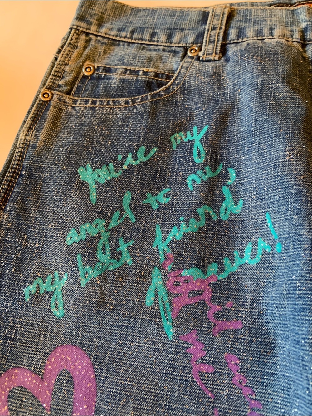 Y2K NWT Route 66 Graffiti Bootcut Glitter Girls Jeans Size 14 - Picture 5 of 12